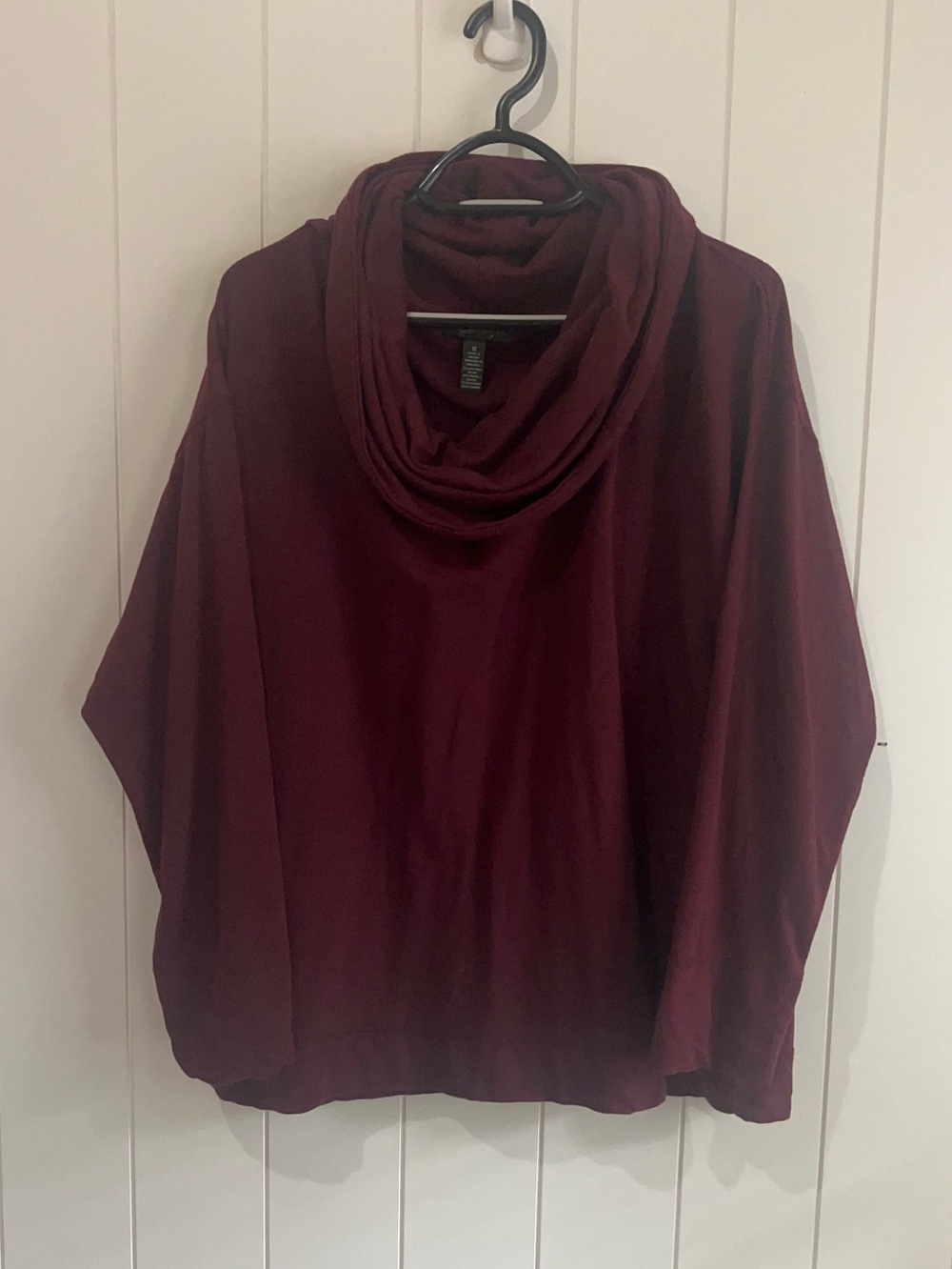 Lauren Ralph Lauren Cowl Neck Top Cotton Modal Long Sleeves size 1X Burgundy